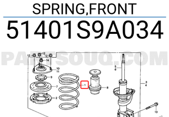 Honda 51401S9A034 SPRING,FRONT