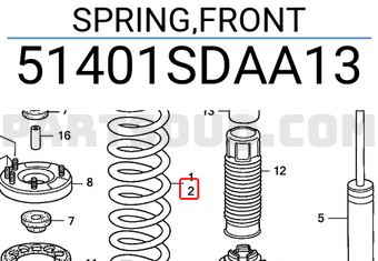 Honda 51401SDAA13 SPRING,FRONT