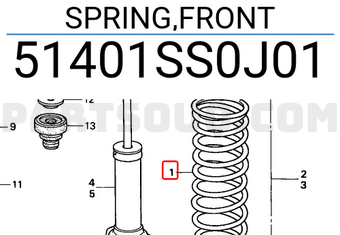 Honda 51401SS0J01 SPRING,FRONT