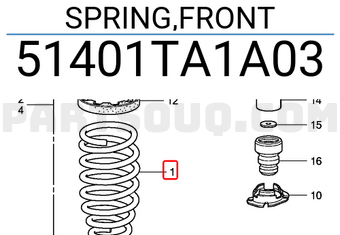 Honda 51401TA1A03 SPRING,FRONT