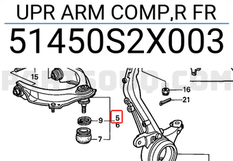 Honda 51450S2X003 UPR ARM COMP,R FR