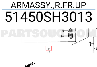 Honda 51450SH3013 ARMASSY.,R.FR.UP