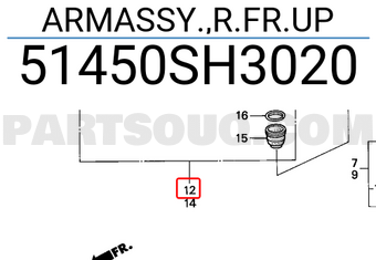 Honda 51450SH3020 ARMASSY.,R.FR.UP