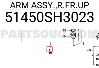 Honda 51450SH3023 ARM ASSY.,R.FR.UP