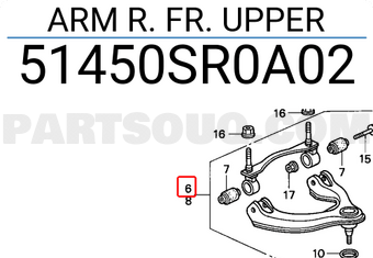 Honda 51450SR0A02 ARM R. FR. UPPER