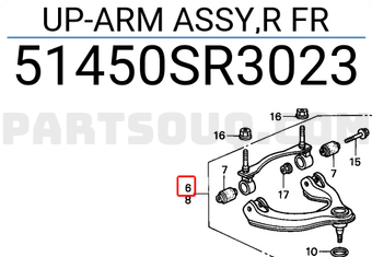 Honda 51450SR3023 UP-ARM ASSY,R FR