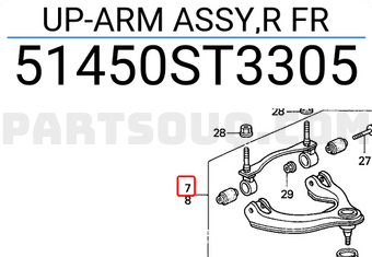 Honda 51450ST3305 UP-ARM ASSY,R FR