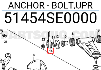 Honda 51454SE0000 ANCHOR - BOLT,UPR