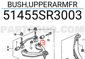 Honda 51455SR3003 BUSH,UPPERARMFR
