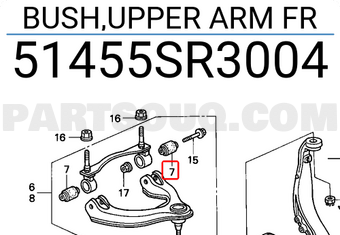 Honda 51455SR3004 BUSH,UPPER ARM FR