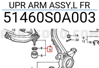 Honda 51460S0A003 UPR ARM ASSY,L FR