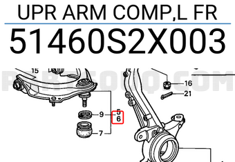 Honda 51460S2X003 UPR ARM COMP,L FR