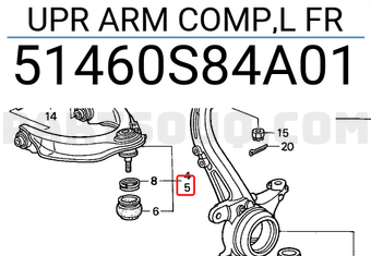 Honda 51460S84A01 UPR ARM COMP,L FR