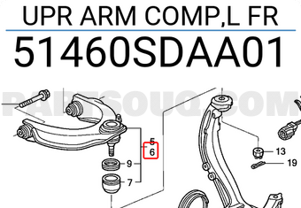 Honda 51460SDAA01 UPR ARM COMP,L FR