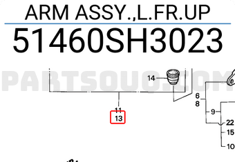 Honda 51460SH3023 ARM ASSY.,L.FR.UP