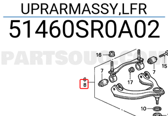 Honda 51460SR0A02 UPRARMASSY,LFR