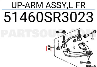 Honda 51460SR3023 UP-ARM ASSY,L FR
