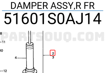 Honda 51601S0AJ14 DAMPER ASSY,R FR