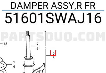 Honda 51601SWAJ16 DAMPER ASSY,R FR
