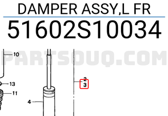 Honda 51602S10034 DAMPER ASSY,L FR