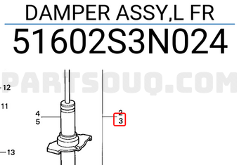 Honda 51602S3N024 DAMPER ASSY,L FR
