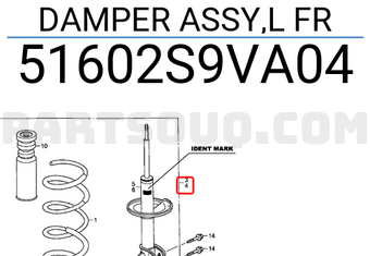 Honda 51602S9VA04 DAMPER ASSY,L FR