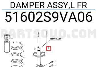 Honda 51602S9VA06 DAMPER ASSY,L FR