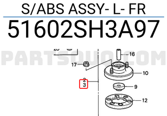 Honda 51602SH3A97 S/ABS ASSY- L- FR