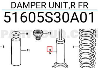 Honda 51605S30A01 DAMPER UNIT,R FR