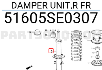 Honda 51605SE0307 DAMPER UNIT,R FR