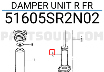 Honda 51605SR2N02 DAMPER UNIT R FR