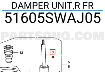 Honda 51605SWAJ05 DAMPER UNIT,R FR