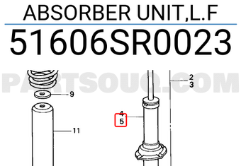 Honda 51606SR0023 ABSORBER UNIT,L.F
