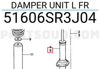 Honda 51606SR3J04 DAMPER UNIT L FR