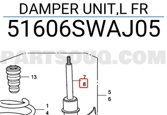 Honda 51606SWAJ05 DAMPER UNIT,L FR