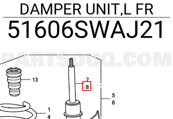 Honda 51606SWAJ21 DAMPER UNIT,L FR