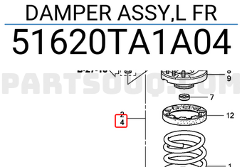 Honda 51620TA1A04 DAMPER ASSY,L FR