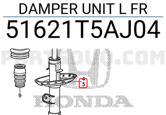 Honda 51621T5AJ04 DAMPER UNIT L FR