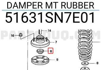 Honda 51631SN7E01 DAMPER MT RUBBER