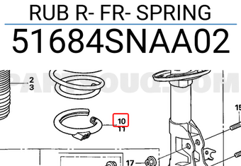 Honda 51684SNAA02 RUB R- FR- SPRING