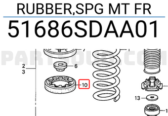 Honda 51686SDAA01 RUBBER,SPG MT FR