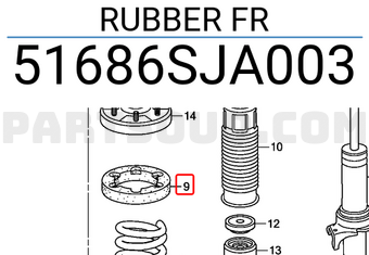 Honda 51686SJA003 RUBBER FR