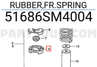Honda 51686SM4004 RUBBER,FR.SPRING