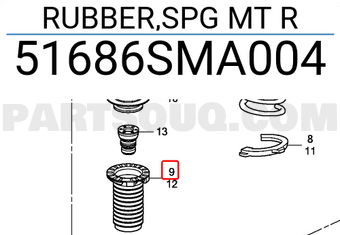 Honda 51686SMA004 RUBBER,SPG MT R