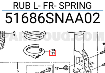 Honda 51686SNAA02 RUB L- FR- SPRING