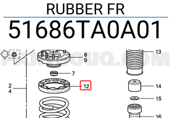 Honda 51686TA0A01 RUBBER FR