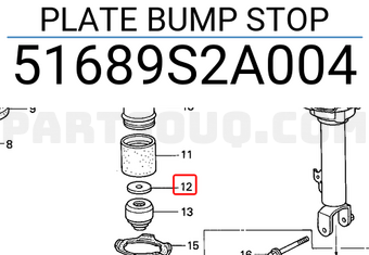 Honda 51689S2A004 PLATE BUMP STOP