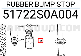 Honda 51722S0A004 RUBBER,BUMP STOP