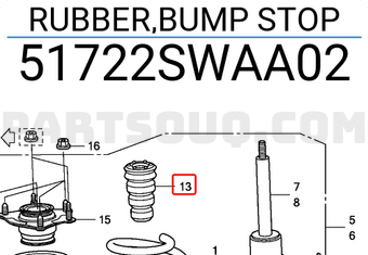 Honda 51722SWAA02 RUBBER,BUMP STOP
