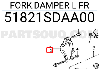 Honda 51821SDAA00 FORK,DAMPER L FR